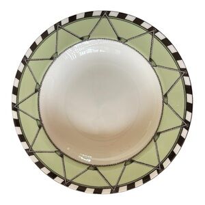 Geoffrey Bean Rim Soup Bowl, “Drum Apple” by Swid Powell, 8 3/8”, Green, Black.